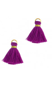 Ibiza style Tassel 1.5cm Gold-dark purple